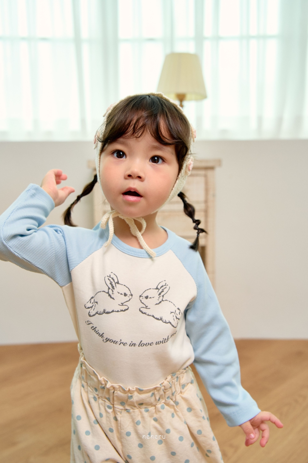 兔兔撞色休閒上衣