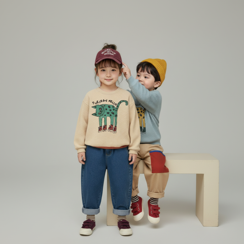 貓咪溜冰質感上衣