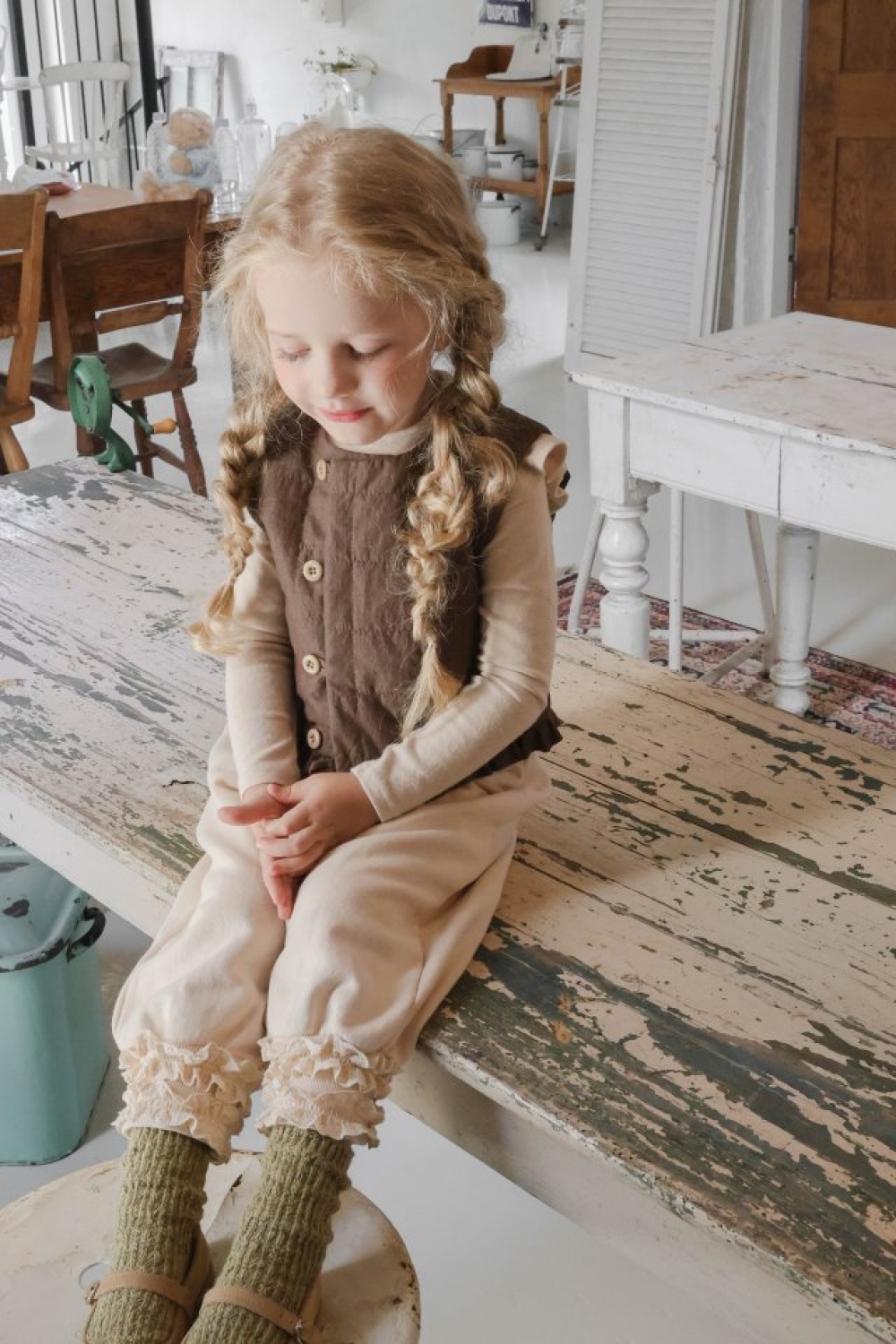 排扣餅乾格紋背心