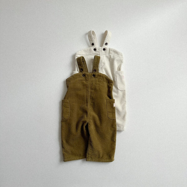 百搭燈芯吊帶褲