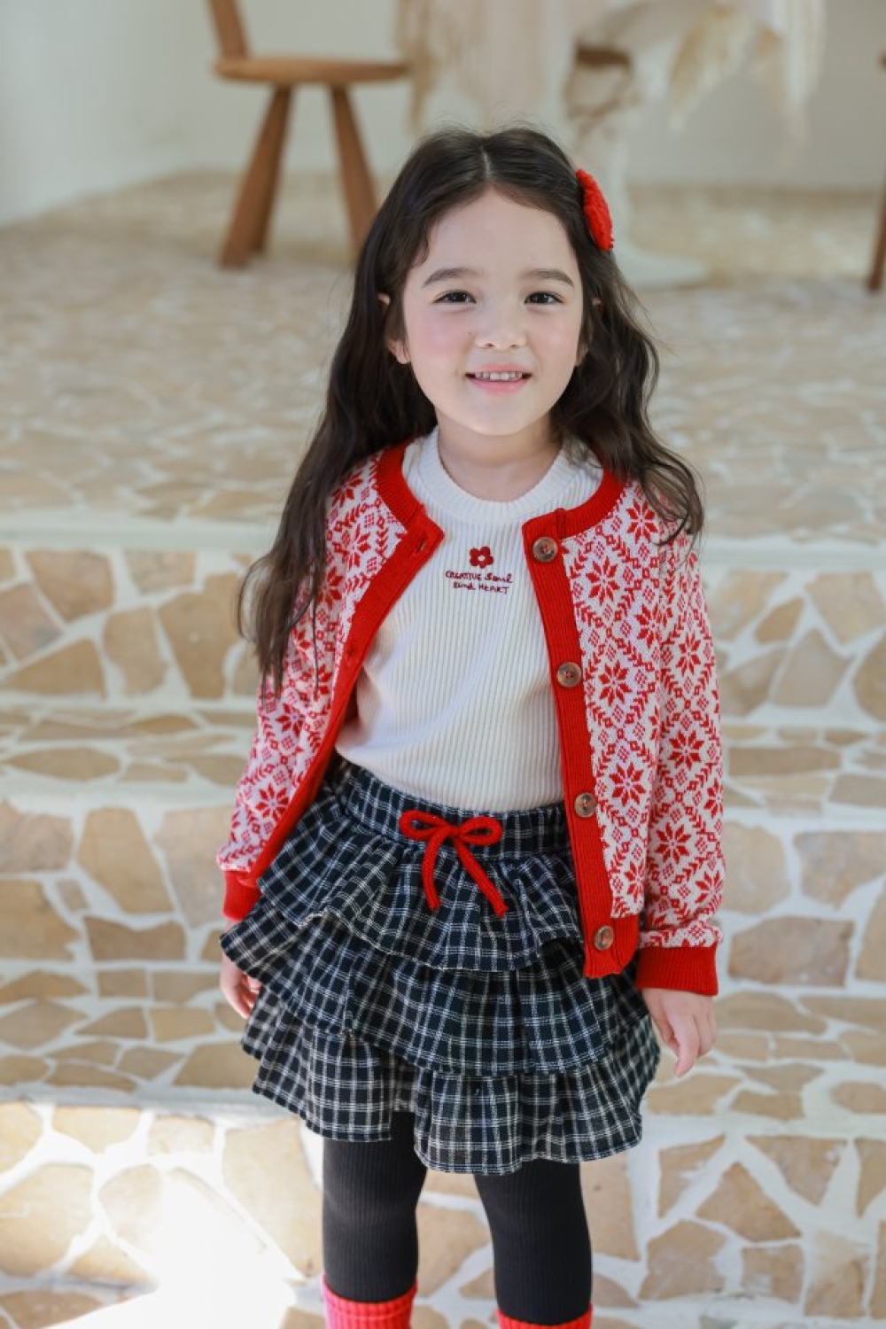 羅紋小花彈性上衣