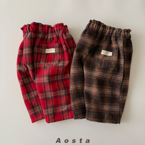 聖誕格紋系列｜高腰寬褲