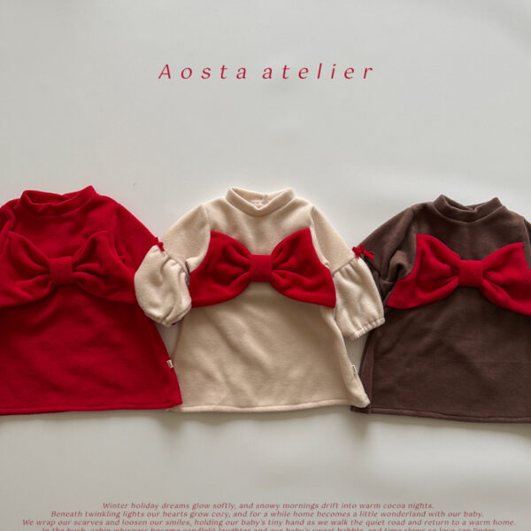 紅蝴蝶結甜美洋裝