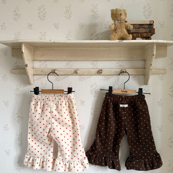 毛絨點點喇叭褲