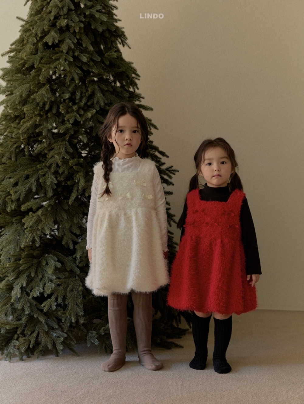 甜美蝴蝶結粗毛呢背心裙